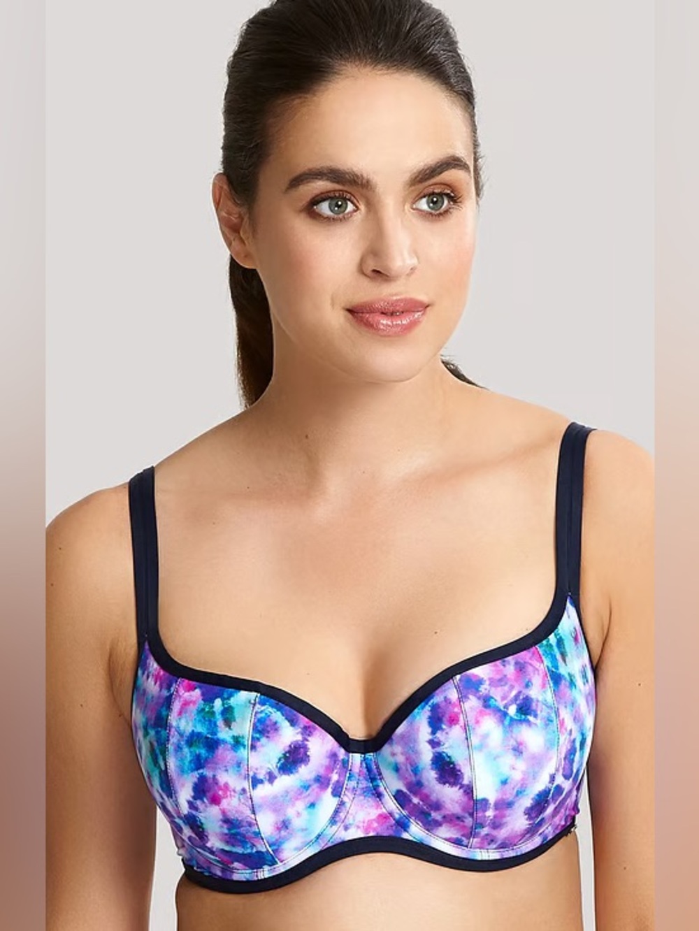 Panache Aspyn Tie Dye Balcony Bikini Top and Brief Bottoms UK Sizing